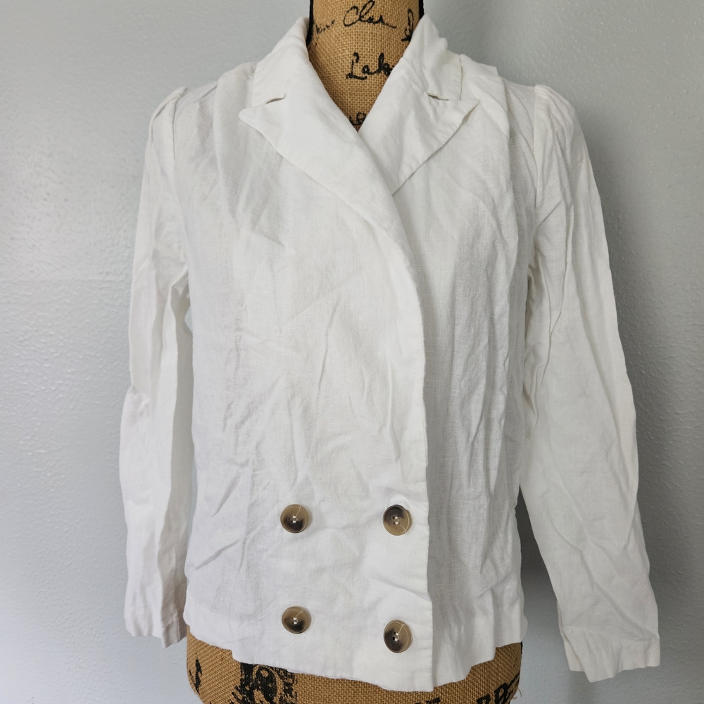 Happy Nature White Blazer with Structured Shoulders and Classic Lapels